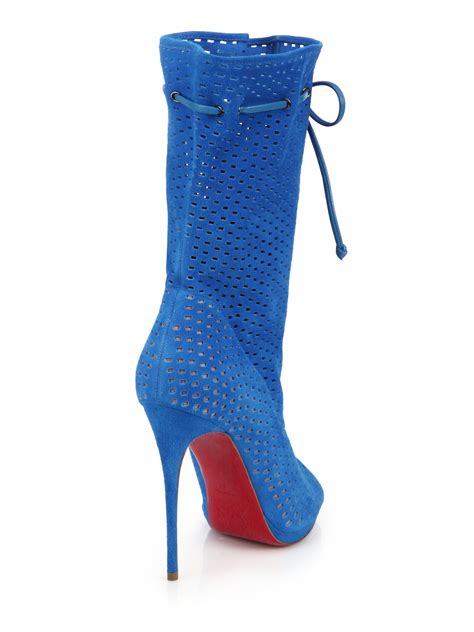 christian louboutin blue suede boots.